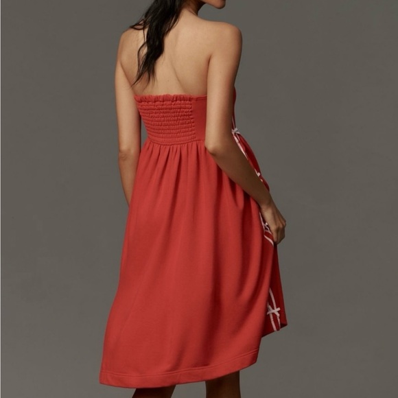 Anthropologie Daily Practice Strapless Side Bow Midi Dress - Picture 2 of 6